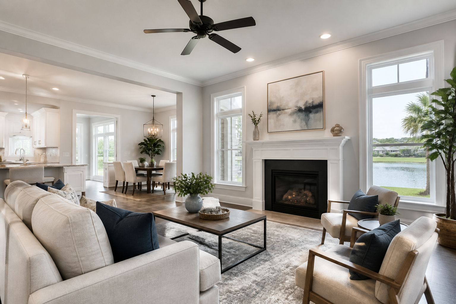 realtor approved cleaning — a spotless, staged living room in a Jacksonville home showcasing cleaning benefits