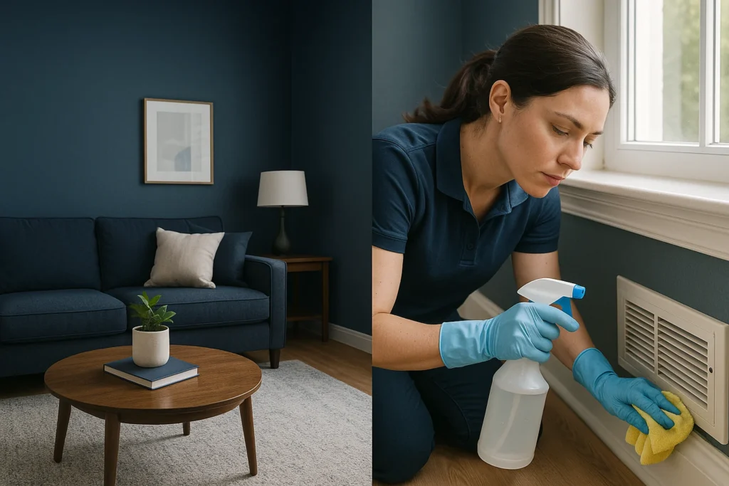 Deep cleaning Jacksonville — Team of cleaners scrubbing a kitchen with professional cleaning equipment and supplies