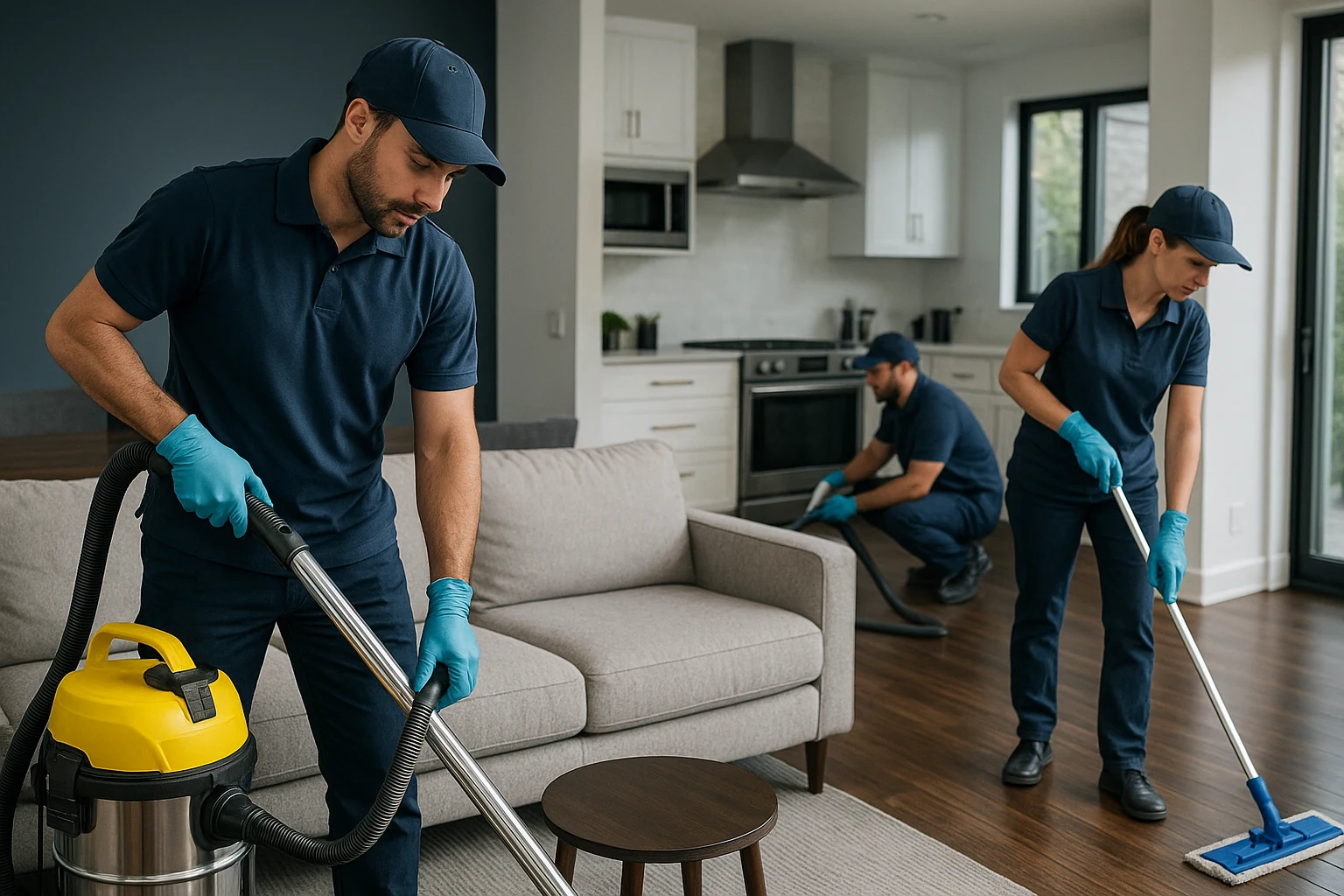 regular cleaning Jacksonville — professional cleaning team using advanced tools in a modern Jacksonville home