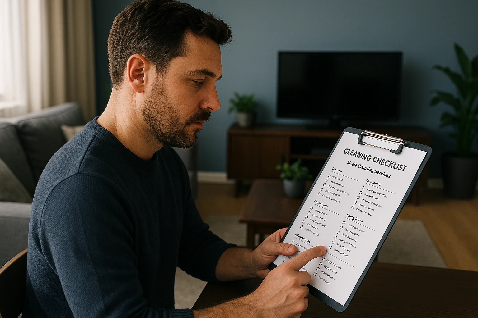 difference deep vs regular cleaning — homeowner reviewing a cleaning checklist for tailored cleaning services in Jacksonville